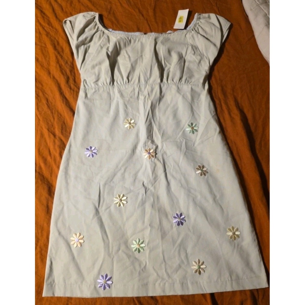TOMMY HILFIGER‎ VTG Embroidered Dress Womens 14 Tan Floral Coquette Babydoll Y2K